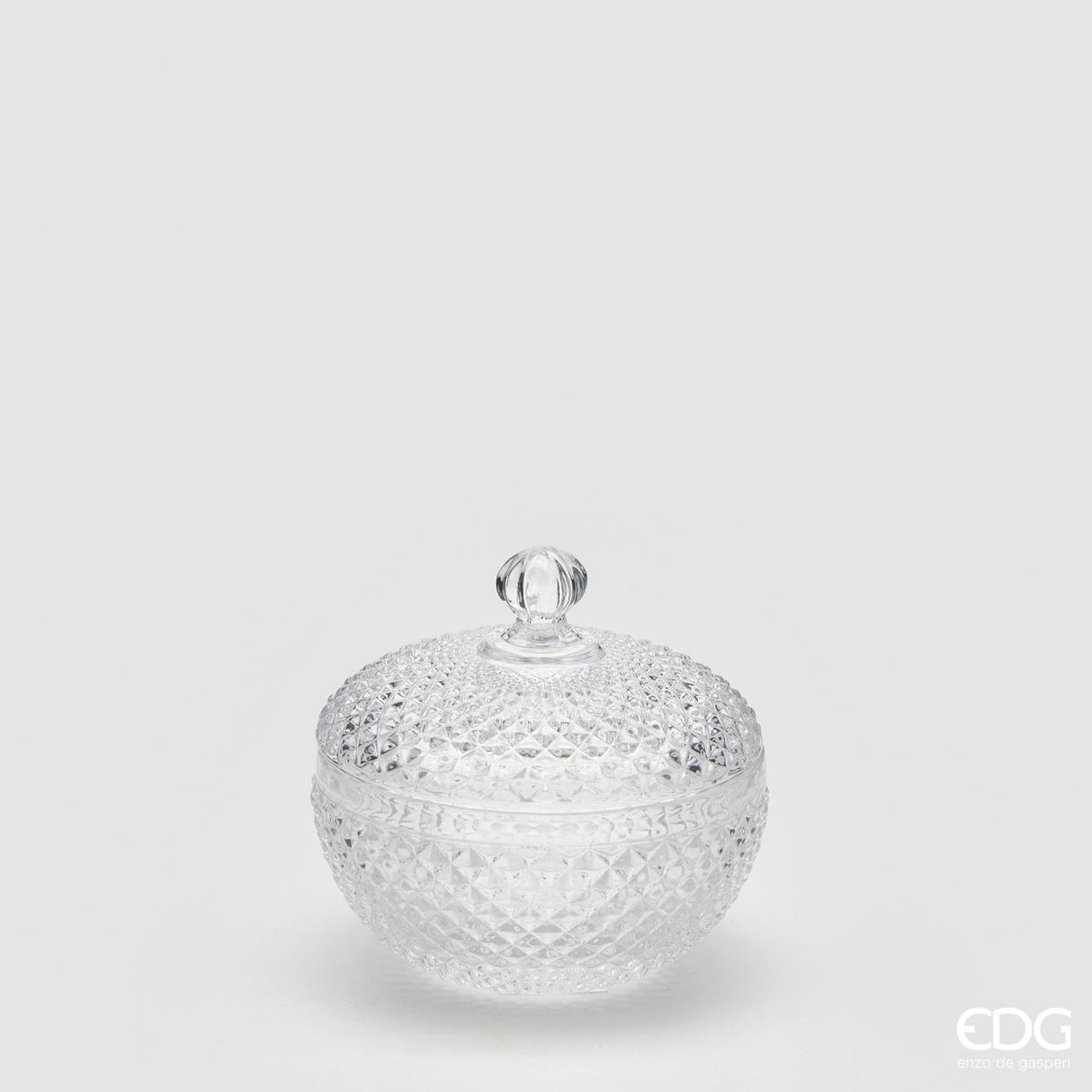 EDG Enzo De Gasperi Round Container Rhombus H9 D9 Natural Transparent