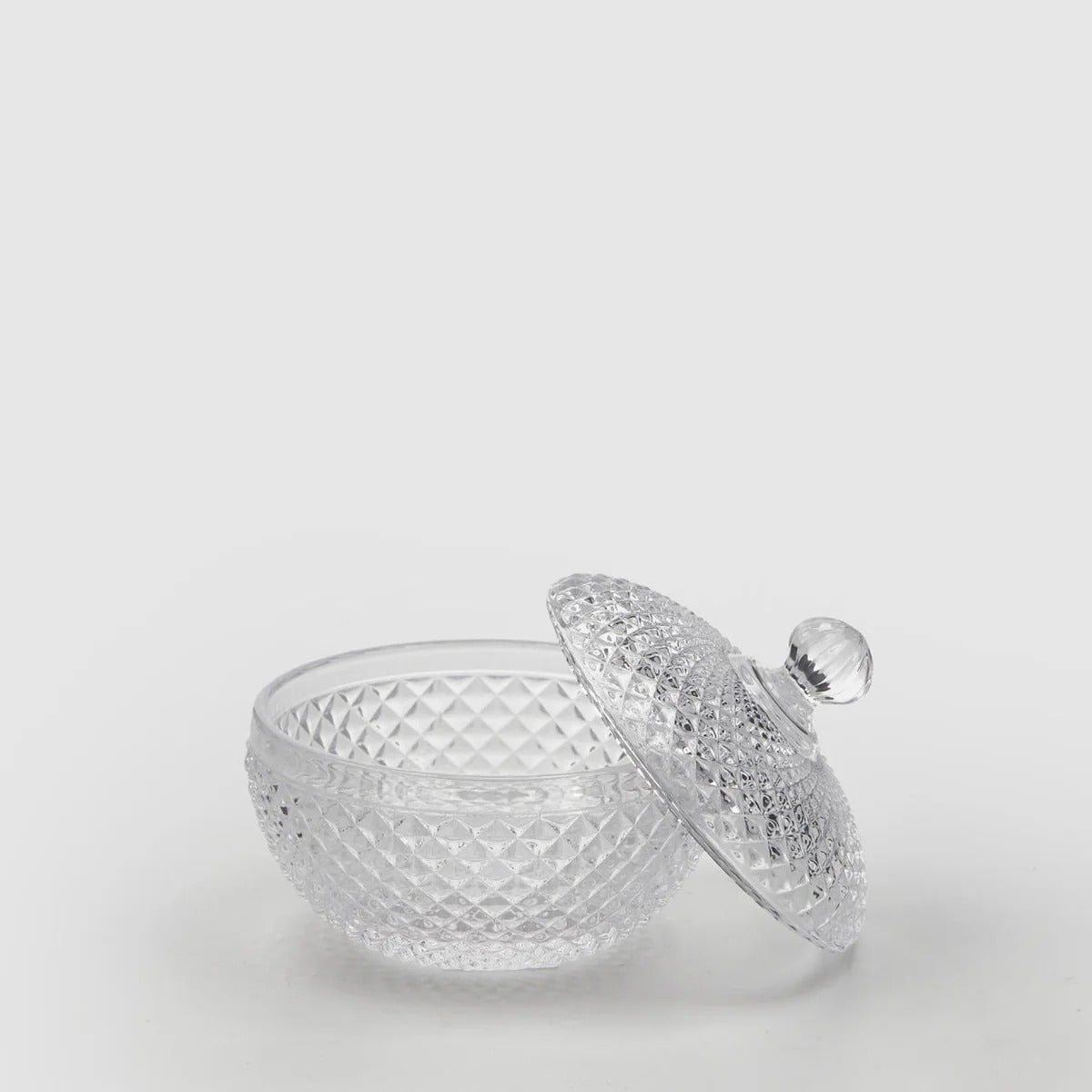 EDG Enzo De Gasperi Round Container Rhombus H9 D9 Natural Transparent