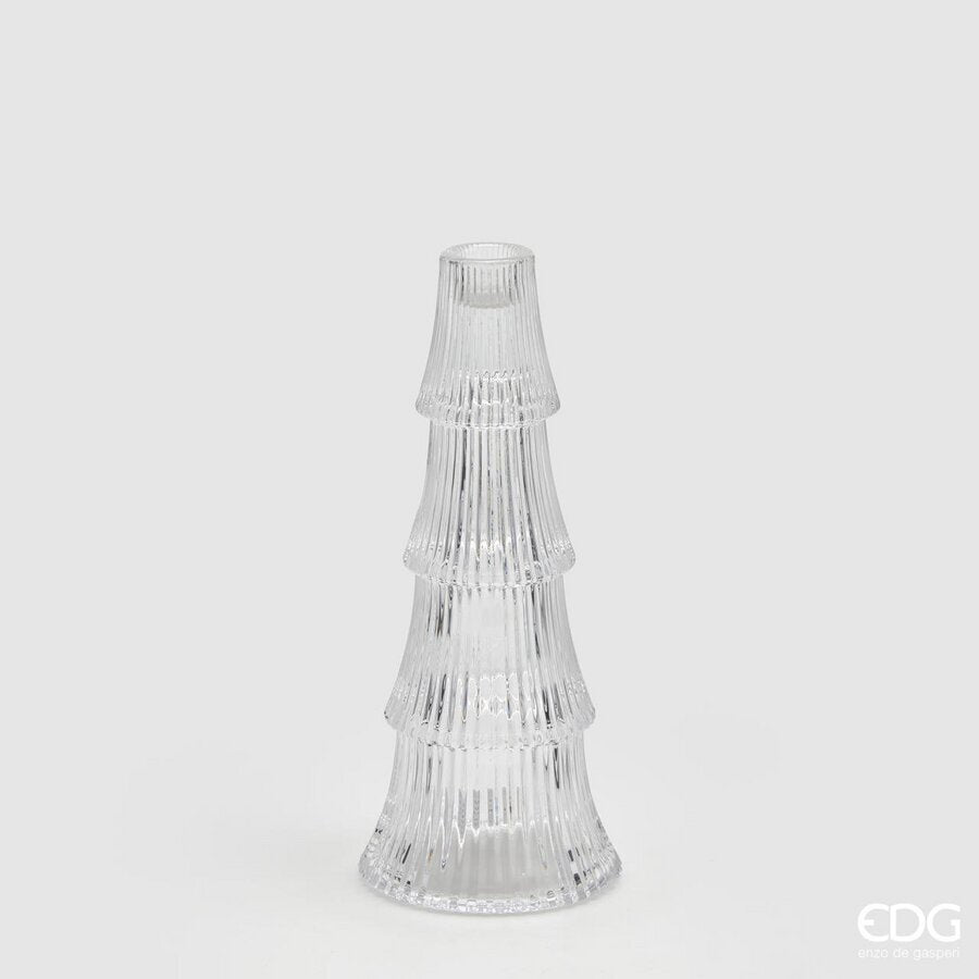EDG Enzo De Gasperi Candle Holder Pine Layers H24 D10 Natural Transparent