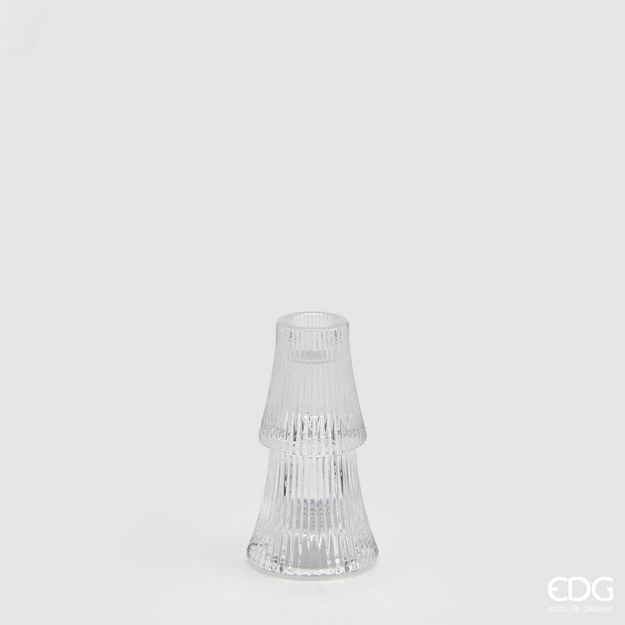 EDG Enzo De Gasperi Candle Holder Pine Layers H12 D6 Natural Transparent