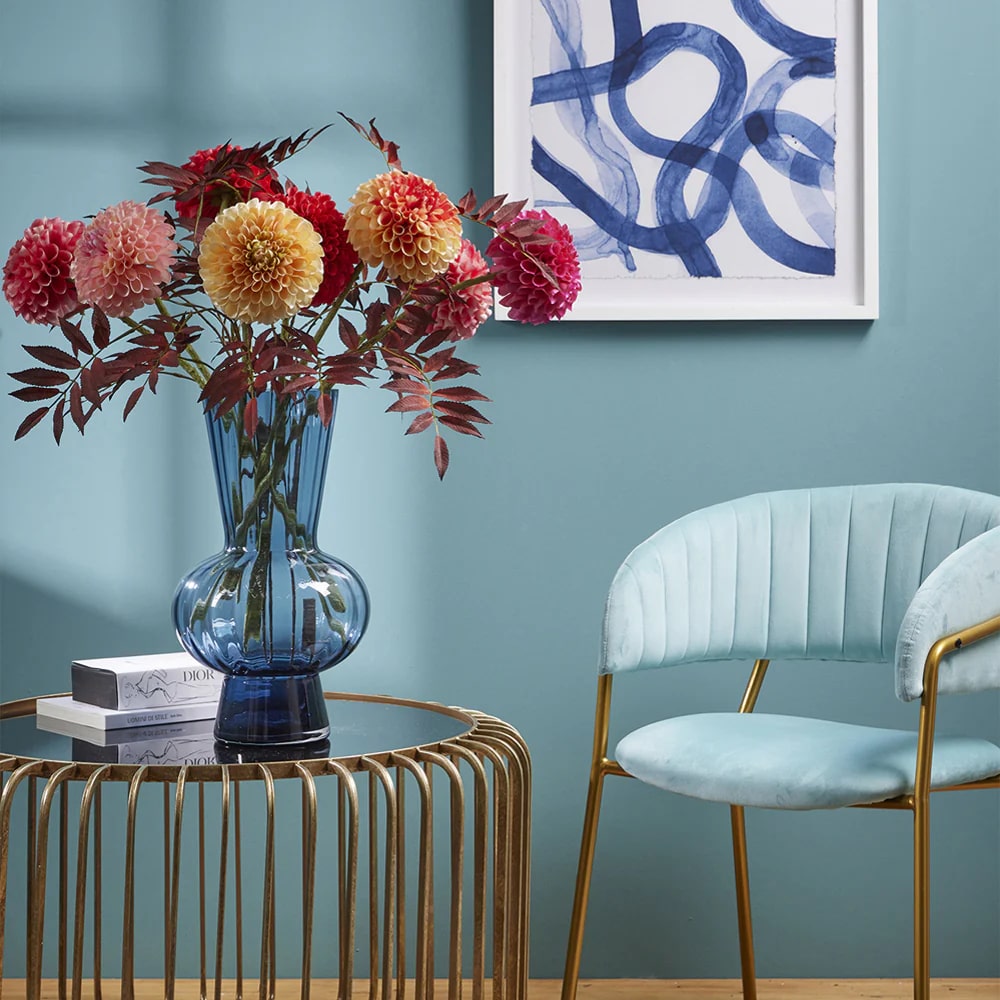 EDG Enzo De Gasperi Striped Vase with Sphere H 21 cm D 13.5 cm Blue