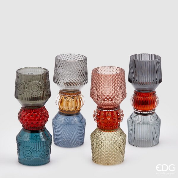 EDG Enzo De Gasperi Candle Holder Barceloneta H21 D8 4 Pieces Multicolor