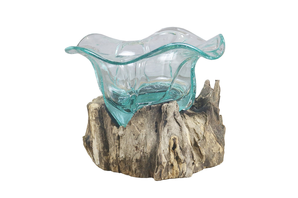 regalo italiano regalo italiano radice legno naturale con vaso h 17 x 20 x 20 cm celeste ean 8057586096721