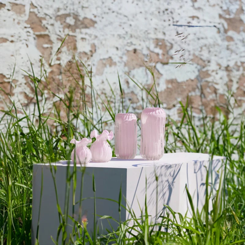 EDG Enzo De Gasperi Bag Vase H 12 Cm D 10 Cm Glass Pink