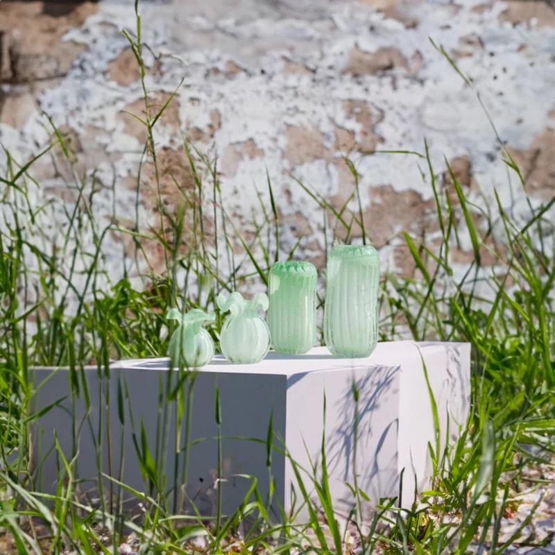 EDG Enzo De Gasperi Bag Vase H 14 Cm D 11 Cm Glass Light Green