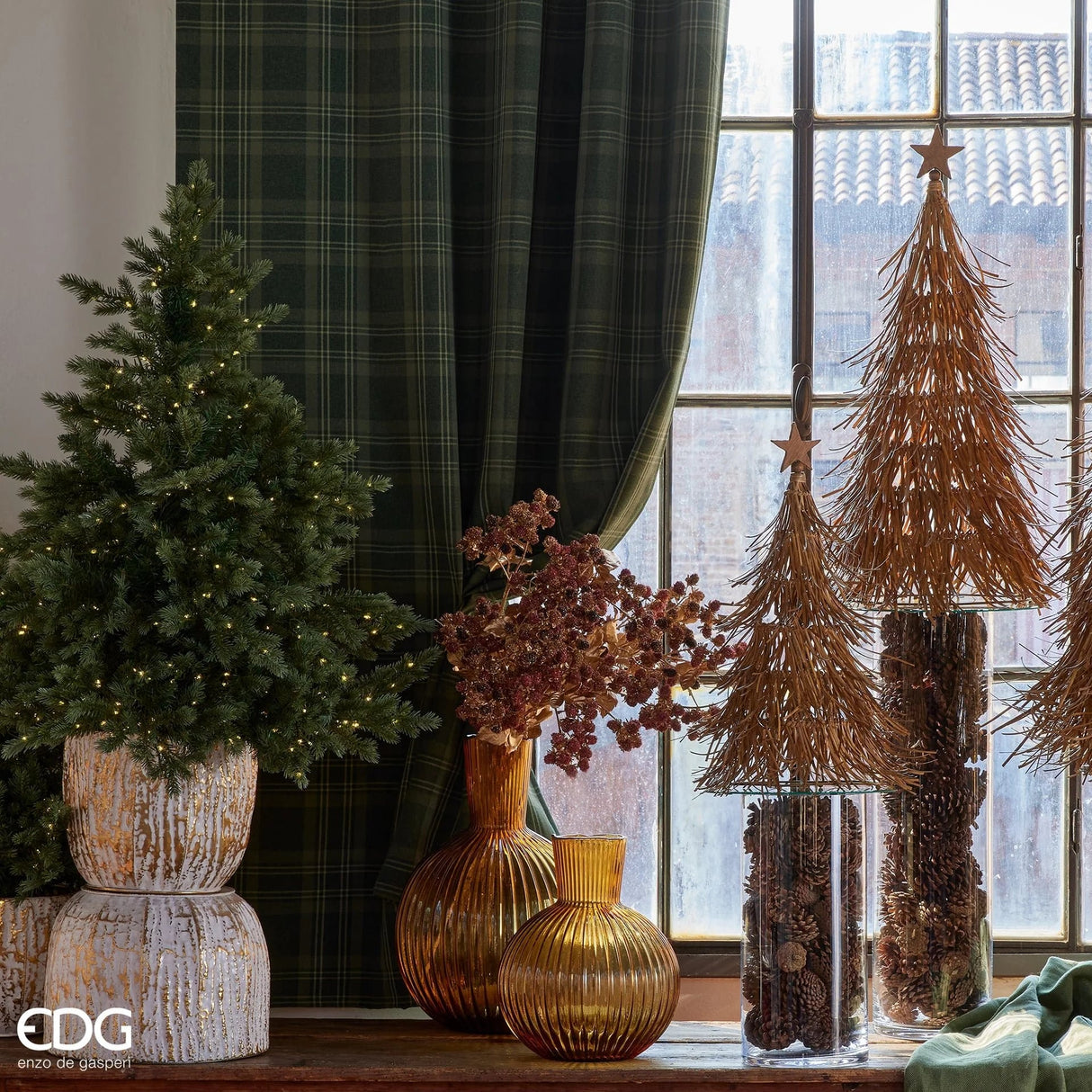 EDG Enzo De Gasperi Round Solchi Vase 3 Pcs H 26 Cm D 35 Cm White Gold