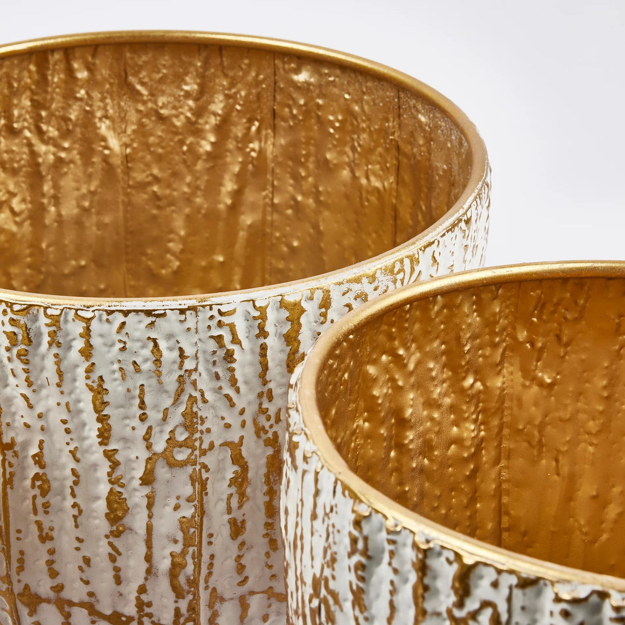 EDG Enzo De Gasperi Round Solchi Vase 3 Pcs H 26 Cm D 35 Cm White Gold