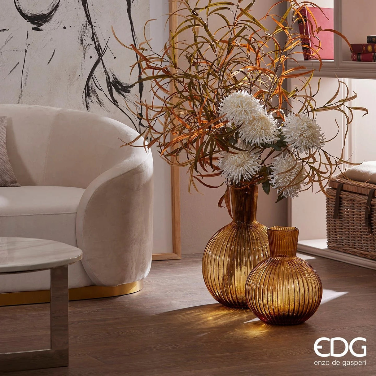 EDG Enzo De Gasperi Vase Ampoule H 35 Cm D 29 Cm Amber