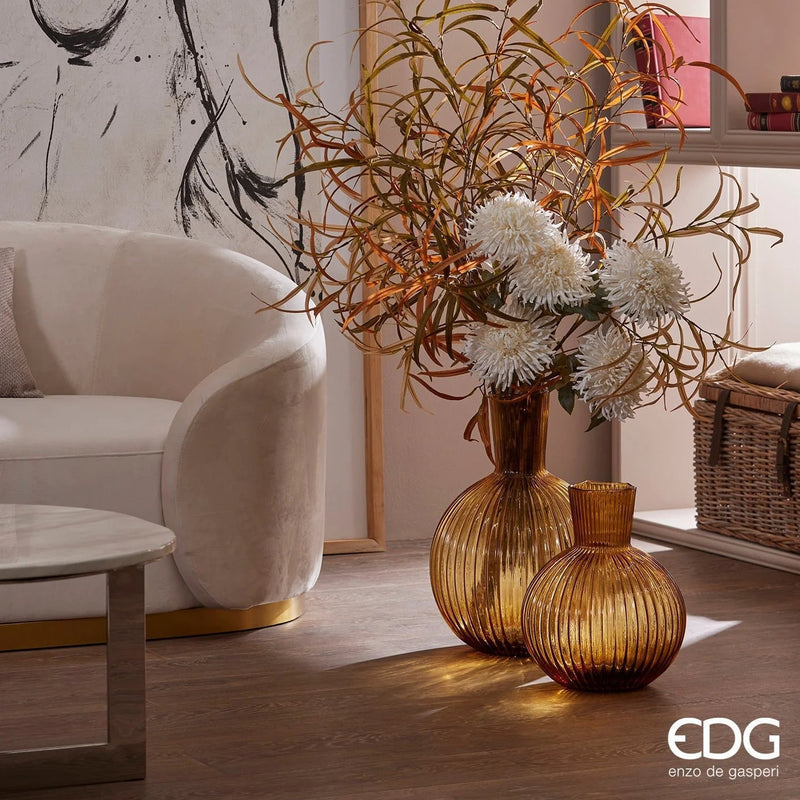 EDG Enzo De Gasperi Vase Ampoule H 35 Cm D 29 Cm Amber