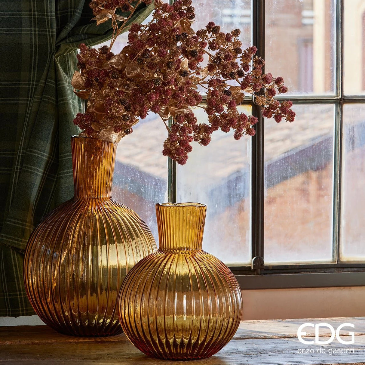 EDG Enzo De Gasperi Vase Ampoule H 48 Cm D 34 Cm Amber
