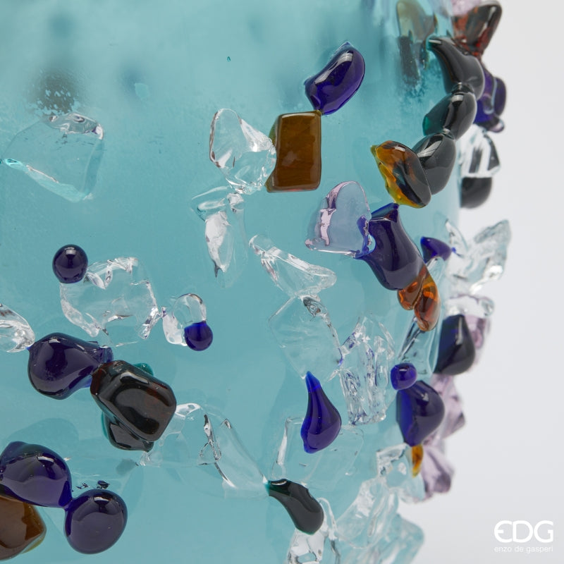 edg enzo de gasperi edg enzo de gasperi vaso gemme ovale h 25 cm l 18 cm l 15 cm vetro turquoise ean 8059824484611