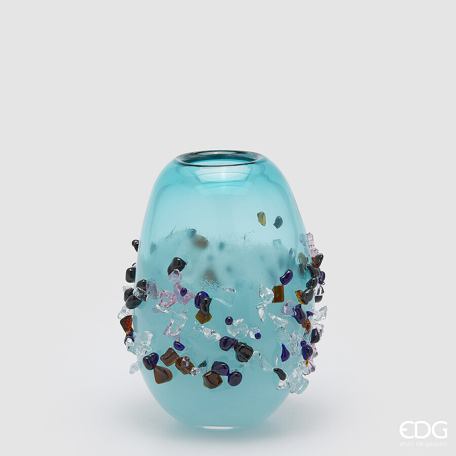 edg enzo de gasperi edg enzo de gasperi vaso gemme ovale h 25 cm l 18 cm l 15 cm vetro turquoise ean 8059824484611