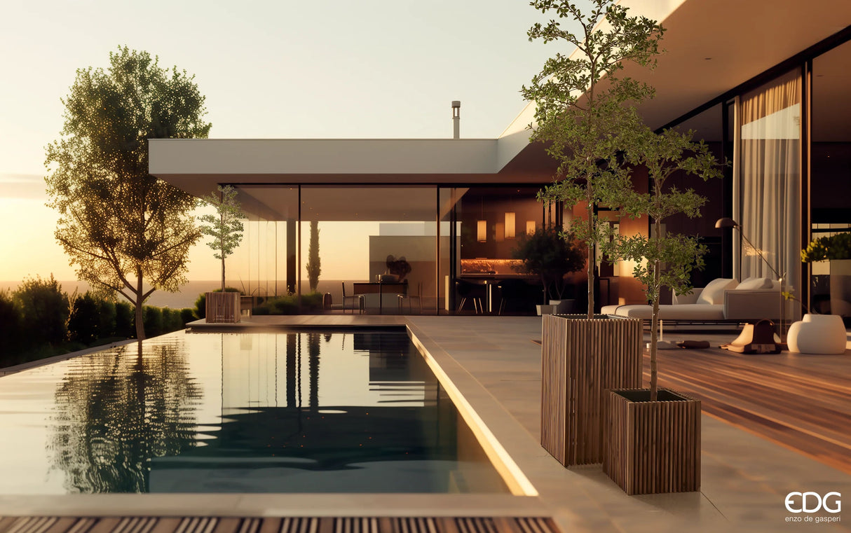 edg enzo de gasperi edg enzo de gasperi vaso listelli qudrato legno di acacia grey 50 x 42 x 42 cm