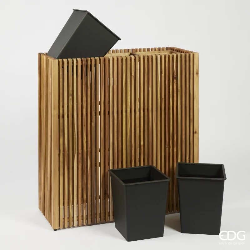 edg enzo de gasperi edg enzo de gasperi vaso listelli rettangolare legno di acacia brown h 90 x 86 x 33 cm ean 8059824484666