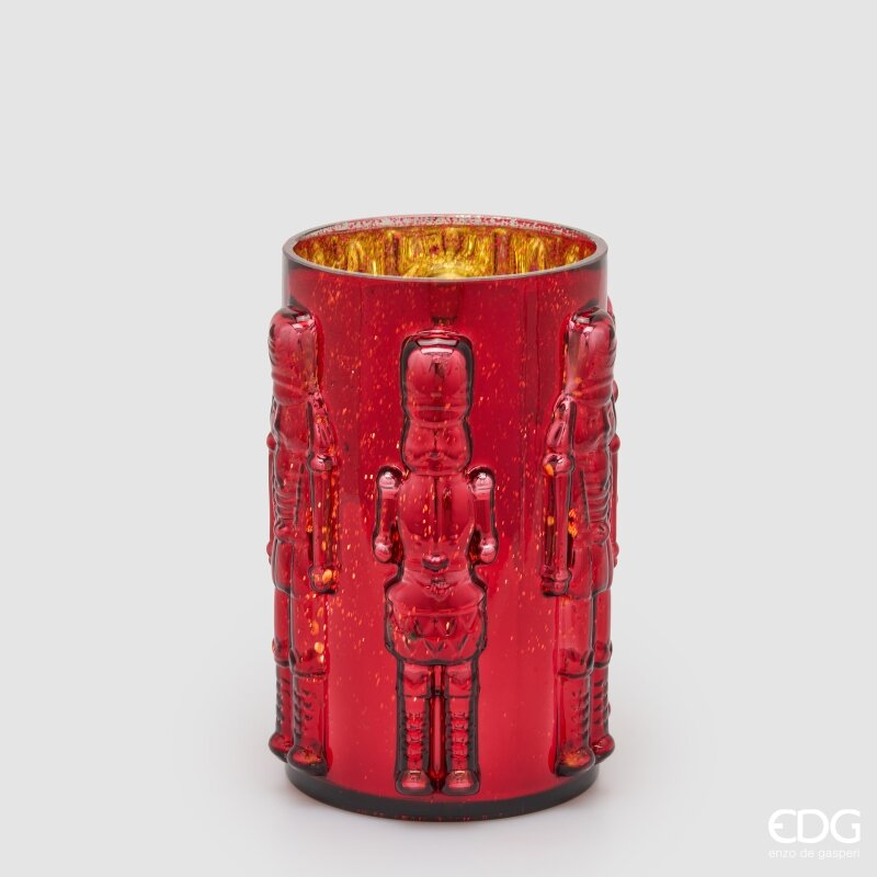 EDG Enzo De Gasperi Soldatino Vase Cylinder Red H25 Ø15 cm – Christmas Decoration