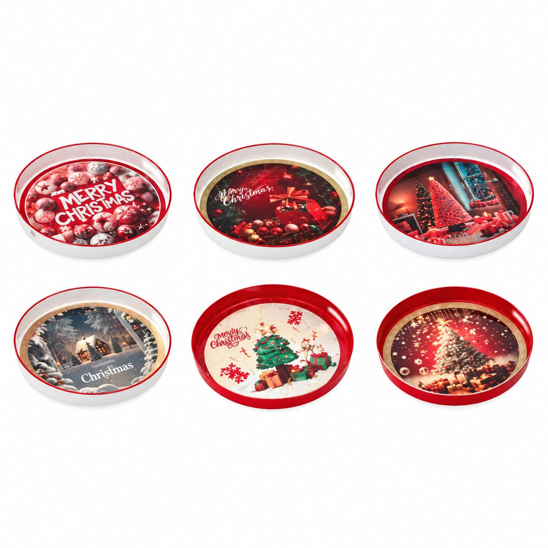 Ad Trend Round Christmas Tray in Assorted Plastic Ø33xH4 cm 1 Pc – Decorative Table Accessory for Christmas