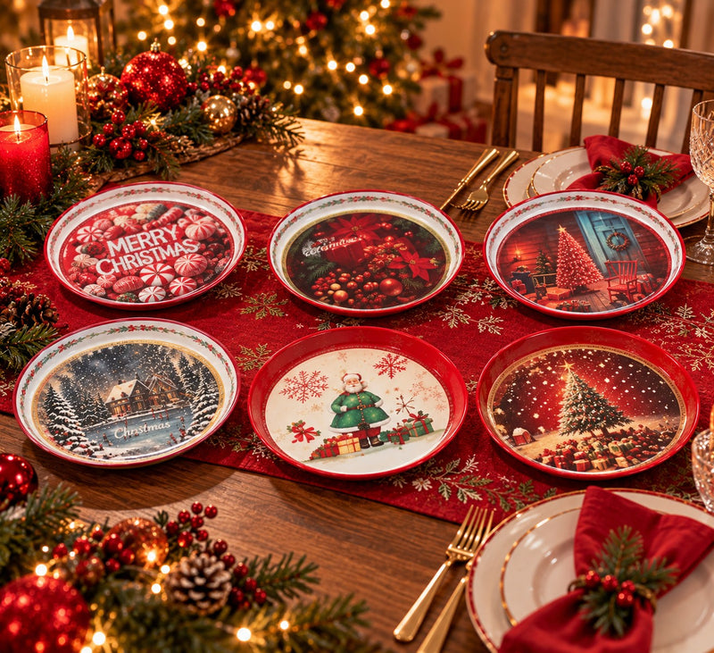 Ad Trend Round Christmas Tray in Assorted Plastic Ø33xH4 cm 1 Pc – Decorative Table Accessory for Christmas