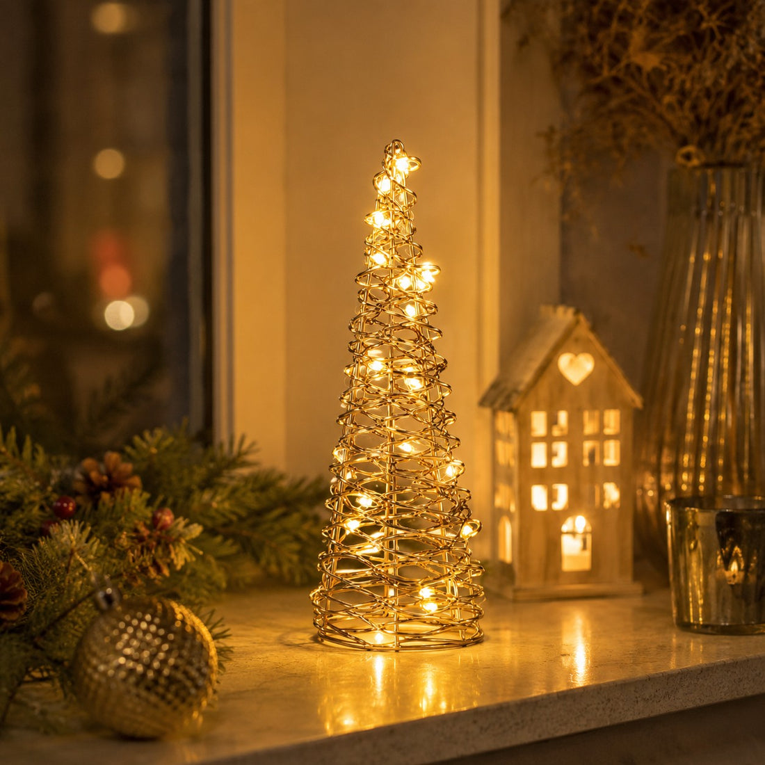 Ad Trend Gold Christmas Tree 20 LEDs H 40 Cm Warm light
