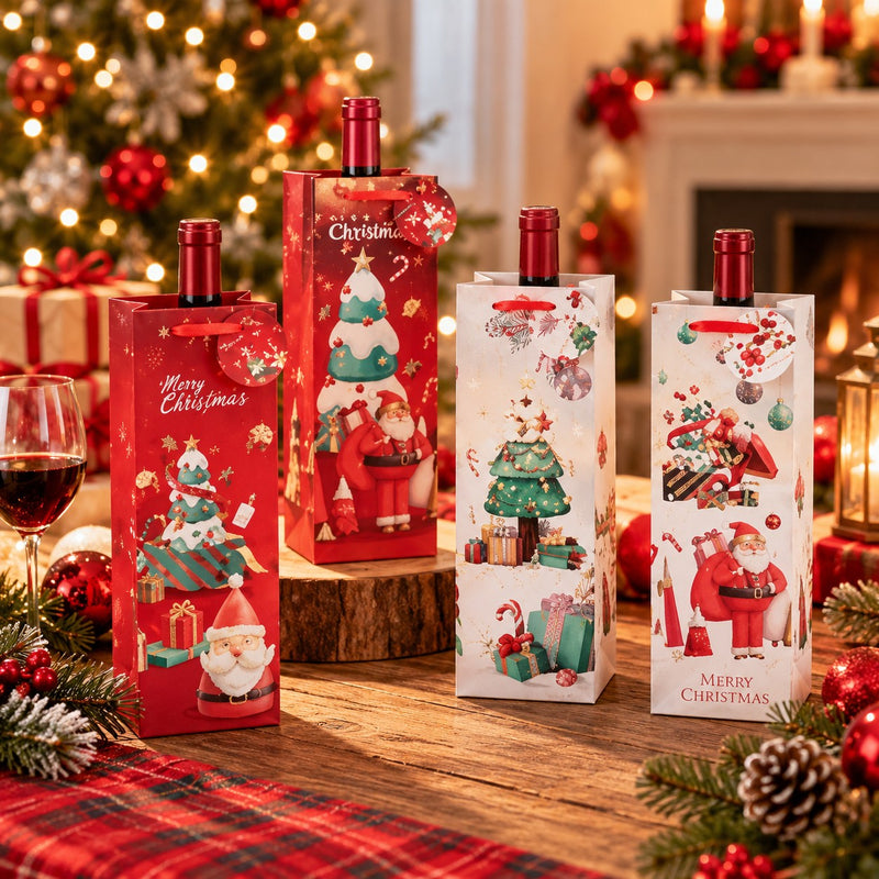 Ad Trend Paper Bottle Gift Bag Assorted 12x9xH36 cm 1 Pcs – Christmas Gift Packaging
