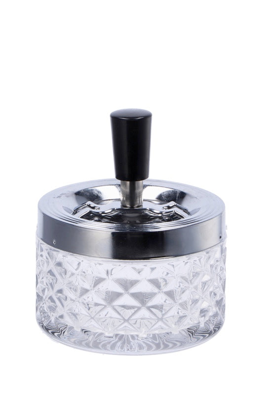 Ad Trend Spring Ashtray in Glass and Metal D 9.5 cm H 11.5 cm
