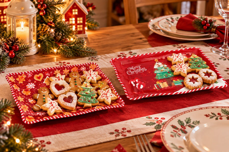Ad Trend Christmas Rectangular Tray in Melamine Assorted 30x21 cm 1 Pc – Christmas Table Accessory