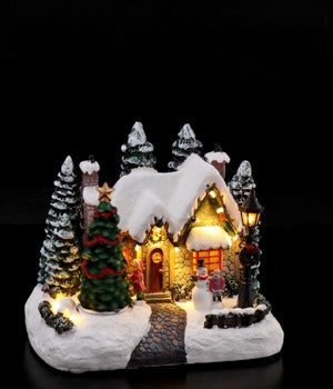 Ad Trend Paese Innevato Natalizio in Resina e Plastica con 13 LED 24x17xH20 cm – Decorazione Natale