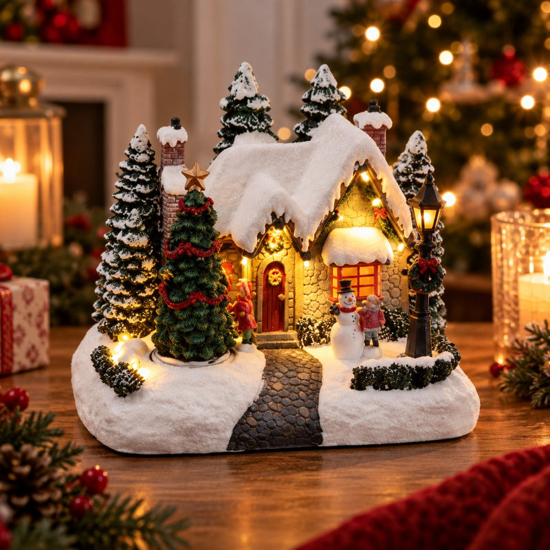 Ad Trend Paese Innevato Natalizio in Resina e Plastica con 13 LED 24x17xH20 cm – Decorazione Natale