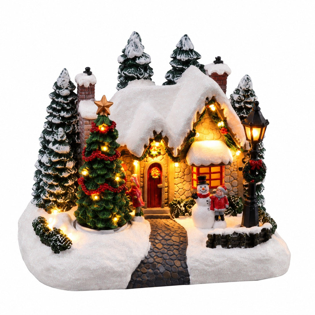 Ad Trend Paese Innevato Natalizio in Resina e Plastica con 13 LED 24x17xH20 cm – Decorazione Natale
