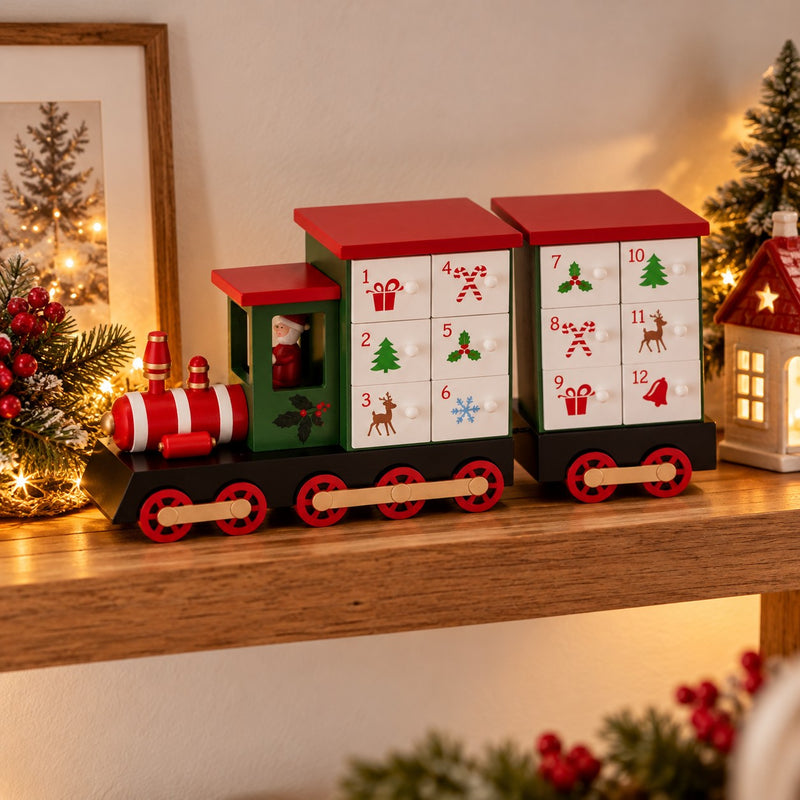 Ad Trend Advent Calendar in the Shape of a Christmas Train 40x11xH19 cm – Christmas Decoration
