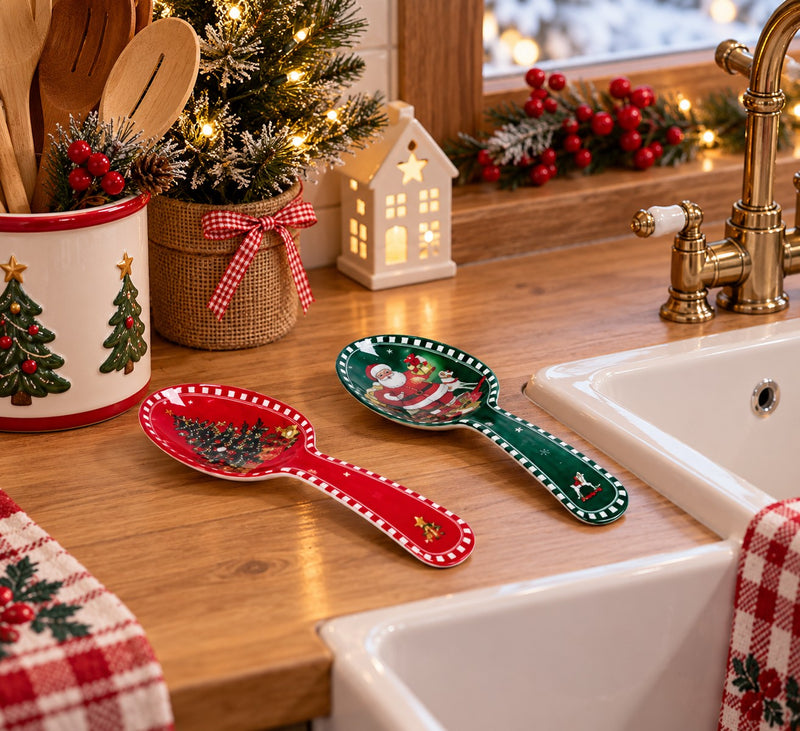 Ad Trend Portacucchiaio Natalizio in Melamina Assortito 10x28xH3 cm 1 Pz – Accessorio Cucina di Natale