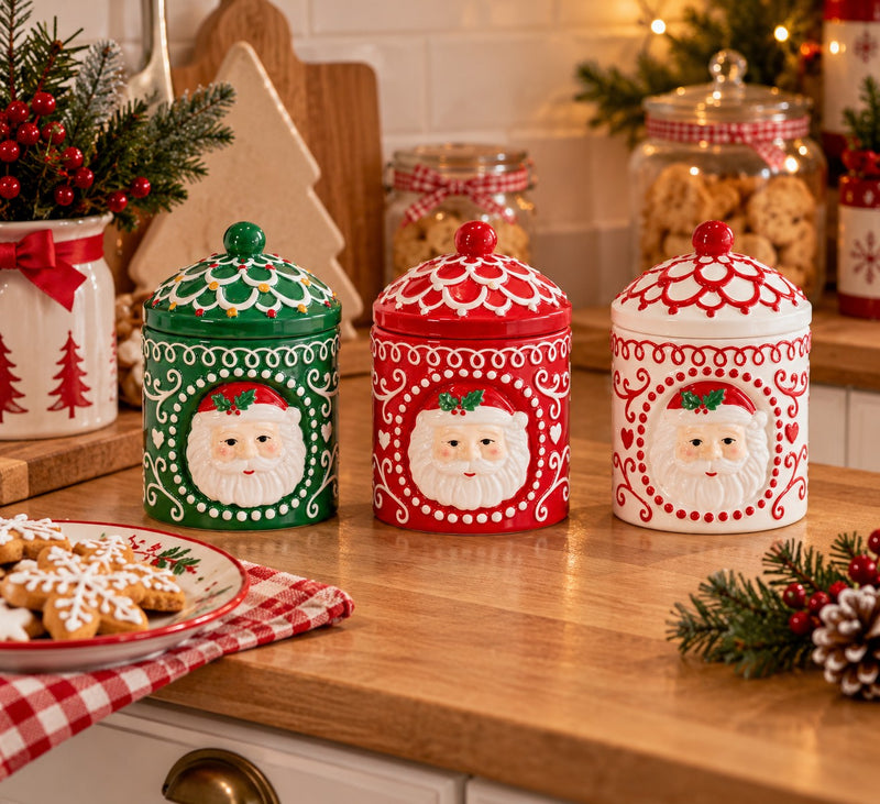 Ad Trend Ceramic Christmas Jar Assorted Ø12 cm 1 Pcs – Decorative Christmas Container