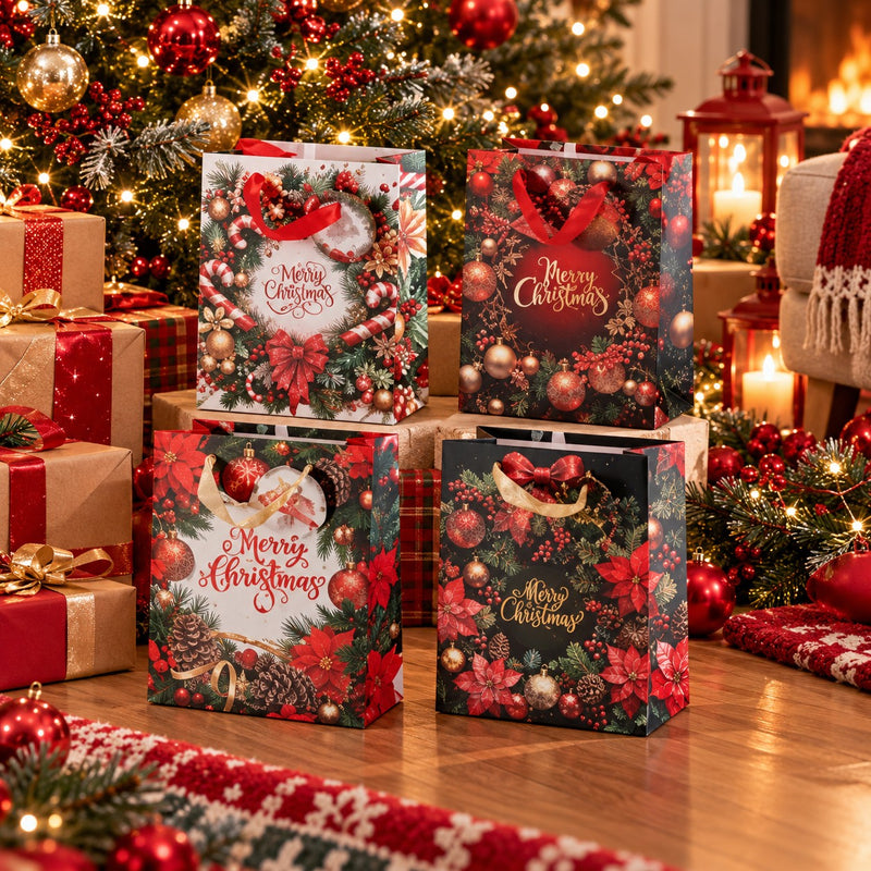 Ad Trend Christmas Gift Bag in Assorted Paper 18x10xH23 cm 1 Pc – Pouch for Christmas Gift Wrapping