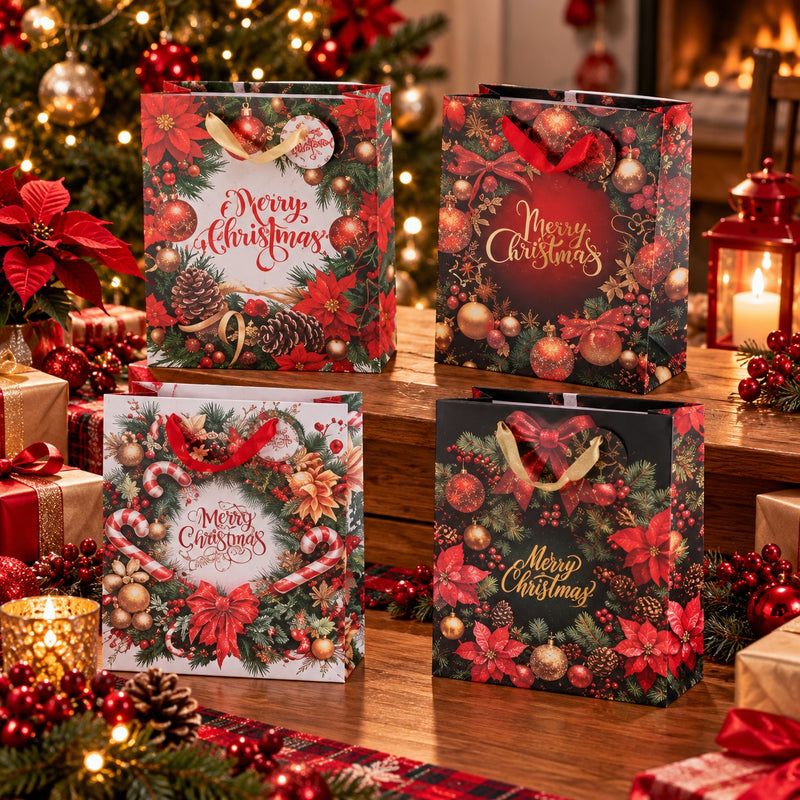 Ad Trend Christmas Gift Bag in Assorted Paper 26x12xH32 cm 1 Pc – Pouch for Christmas Gift Packaging