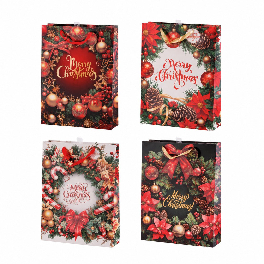 Ad Trend Christmas Gift Bag in Assorted Paper 33x10xH46 cm 1 pc – Pouch for Christmas Gift Packaging