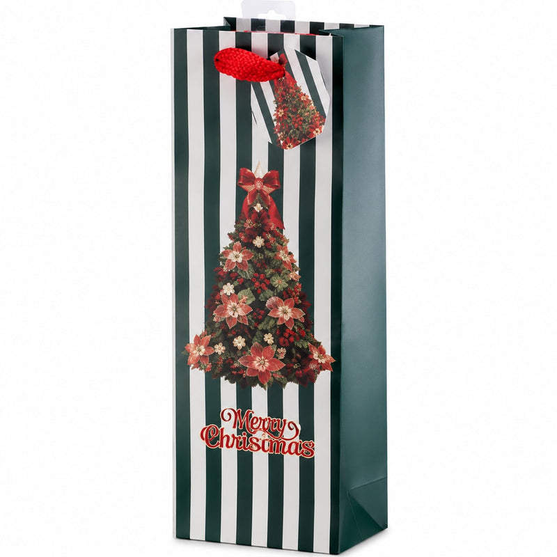 Ad Trend Printed Paper Bottle Carrier Bag Assorted Decoration 12x9x36 Cm Christmas 1 Pc