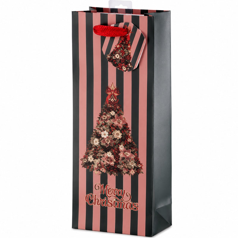 Ad Trend Printed Paper Bottle Carrier Bag Assorted Decoration 12x9x36 Cm Christmas 1 Pc