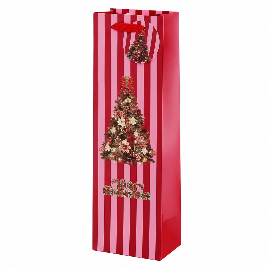 Ad Trend Printed Paper Bottle Carrier Bag Assorted Decoration 12x9x36 Cm Christmas 1 Pc
