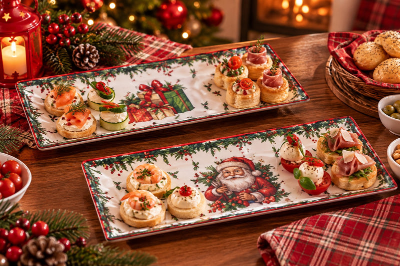 Ad Trend Christmas Rectangular Plate Assorted 32x16 cm 1 Pcs – Table Accessory for Christmas