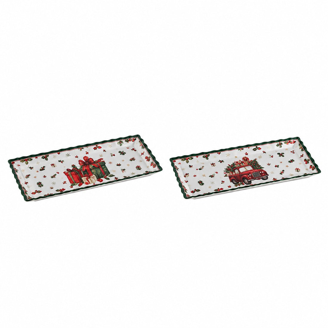 Ad Trend Christmas Rectangular Plate Assorted 32x16 cm 1 Pcs – Table Accessory for Christmas