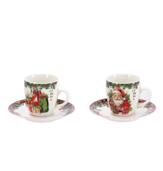 Ad Trend Christmas Coffee Set for 6 People Ø6xH6 cm – Coffee Cup Set for the Christmas Table