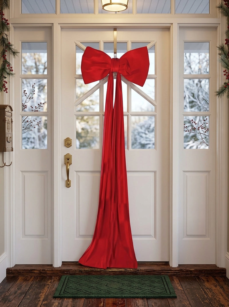 Ad Trend Fiocco Natalizio Rosso in Velluto 83x258 cm – Decorazione Maxi per Albero di Natale, Addobbi e Allestimenti Natalizi
