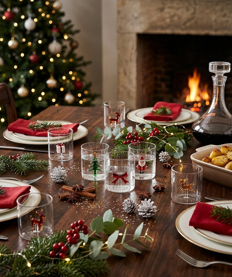 Ad Trend Christmas Glass with 3D Figure Assorted 360 ml 1 Pc – Decorative Table Accessory for Christmas
