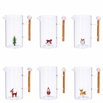 Ad Trend Christmas Glass Jug with 3D Assorted Figure 1.2 Litres 1 pcs – Decorative Table Accessory for Christmas Dining