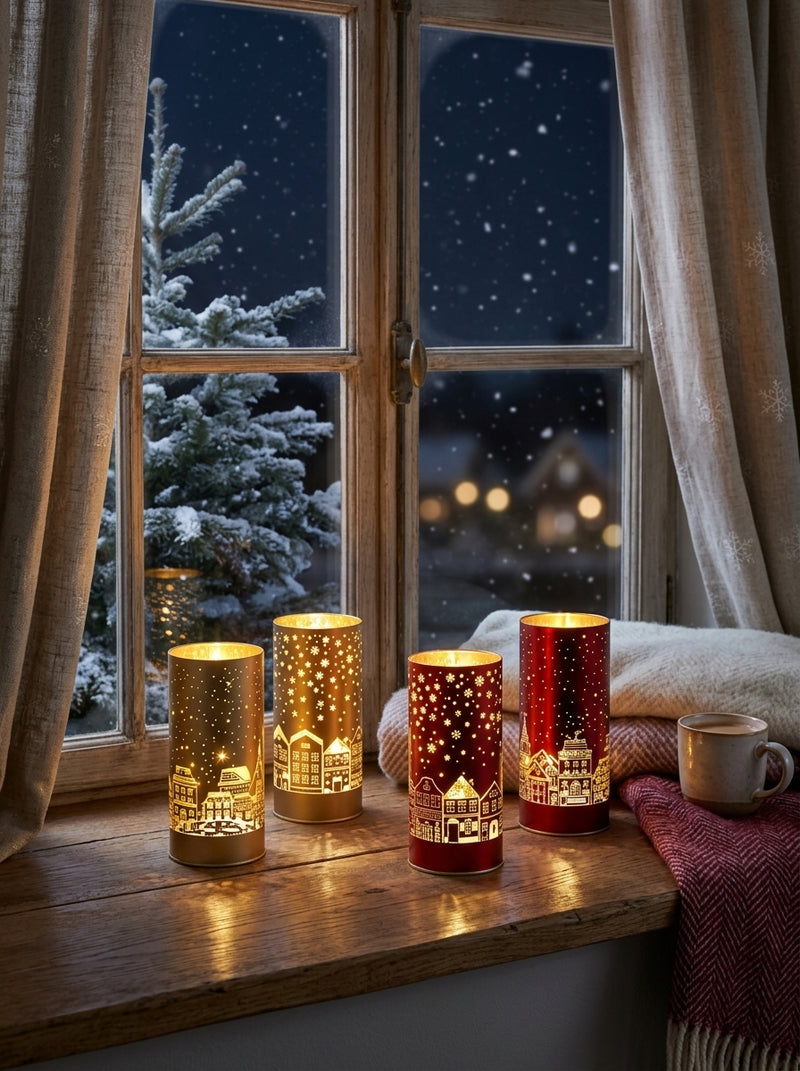 Ad Trend Cylindrical Glass Christmas Lamp Assorted 1 pcs Ø7xH15 cm – Luminous Home Decoration