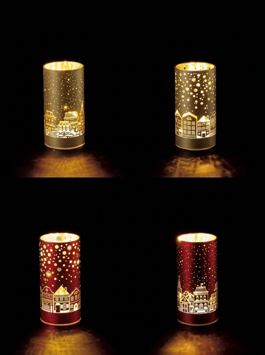Ad Trend Cylindrical Glass Christmas Lamp Assorted 1 pcs Ø7xH15 cm – Luminous Home Decoration