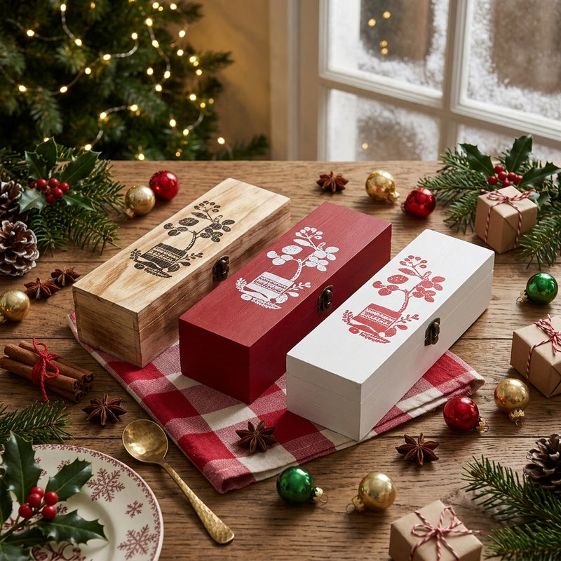 Ad Trend Christmas Wooden Bottle Holder for 2 Bottles Assorted 36x20xH10 cm 1 Pcs – Christmas Gift Packaging