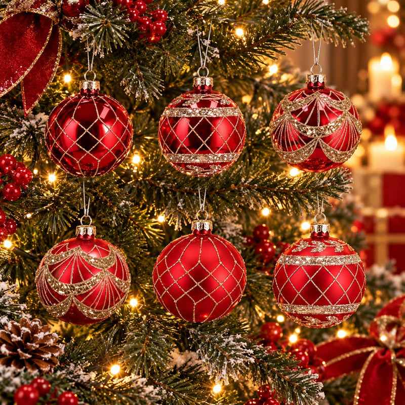 Ad Trend Red Glass Christmas Bauble Assorted Ø8 cm 1 pcs – Decorative Tree Ornament