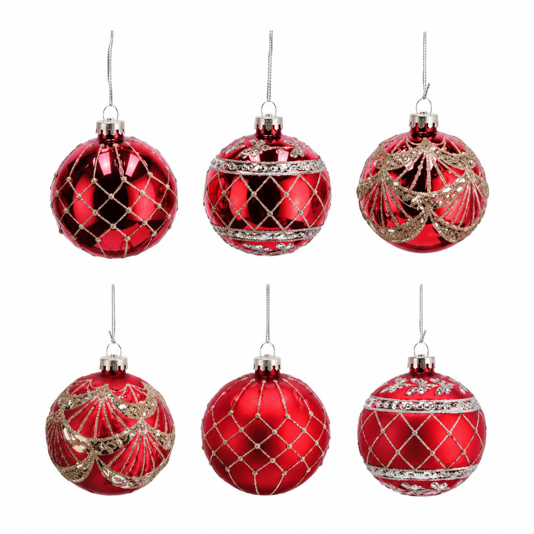 Ad Trend Red Glass Christmas Bauble Assorted Ø8 cm 1 pcs – Decorative Tree Ornament