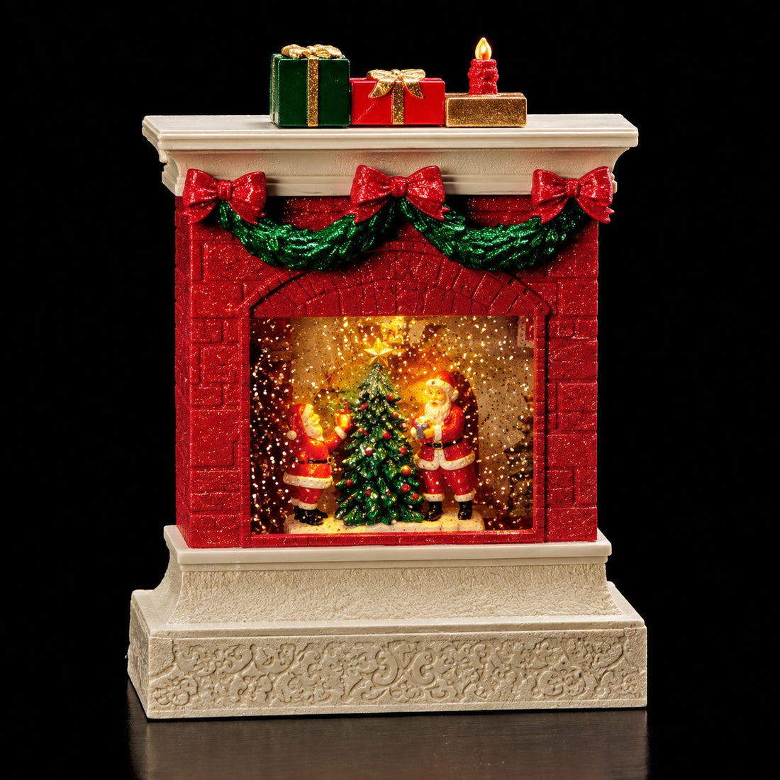 Ad Trend Decorative Christmas Fireplace with LED Lights and Music 19x7xH25 cm – Luminous and Musical Christmas Decoration for the Home