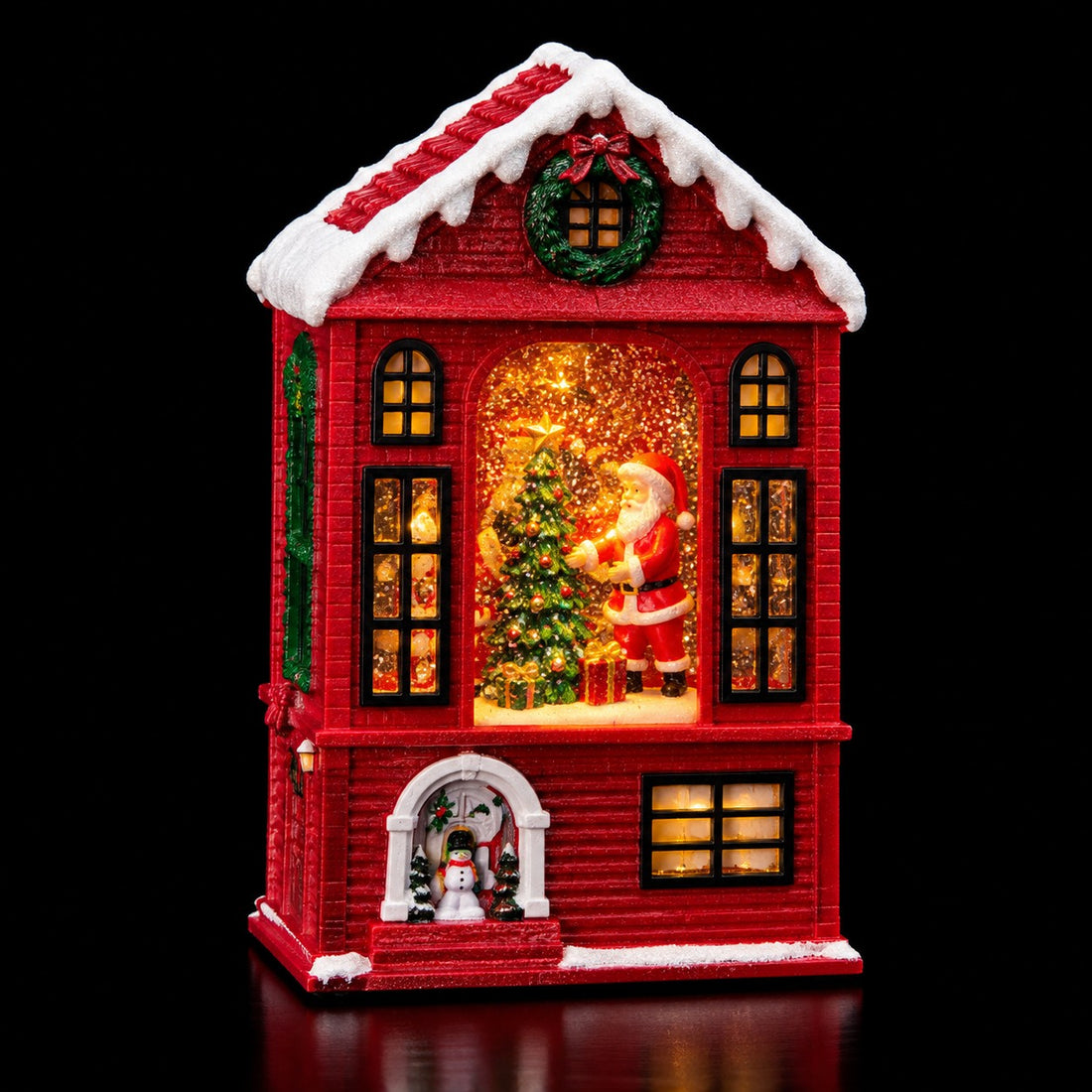 Ad Trend Decorative Santa Claus House in Plastic with LED Lights and Music 14.5x8xH22 cm – Luminous and Musical Christmas Decoration for the Home